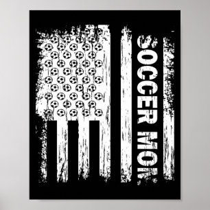Vintage American Flag Soccer Mom Football Fans Wom Poster
