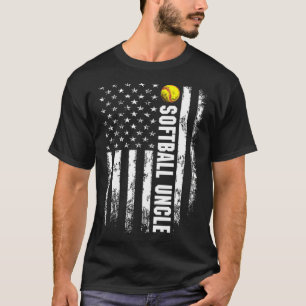 Vintage American Flag Softball Uncle Christmas Gif T-Shirt