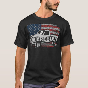 Vintage American Flag Squarebody Square Body Truck T-Shirt