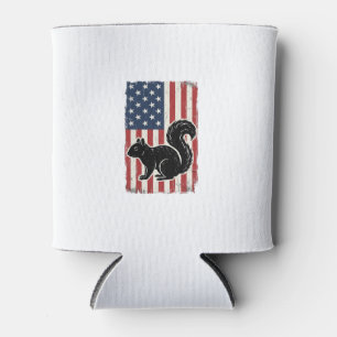 Vintage American Flag Squirrel Patriotic Shirt Des Can Cooler