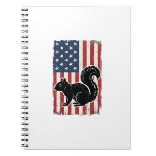 Vintage American Flag Squirrel Patriotic Shirt Des Notebook