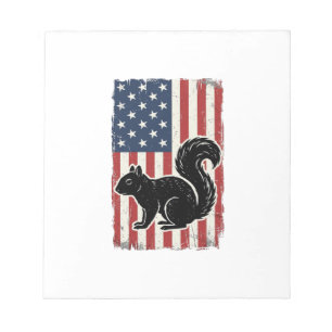 Vintage American Flag Squirrel Patriotic Shirt Des Notepad