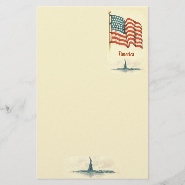 Vintage American Flag Stationery (Front)