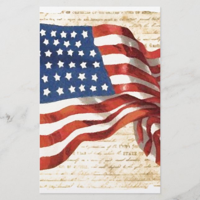 Vintage American Flag Stationery (Front)