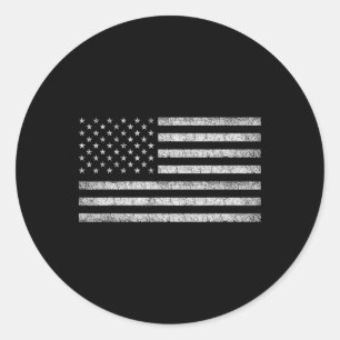 Vintage American Flag Tee Women Men Usa Patriotic Classic Round Sticker