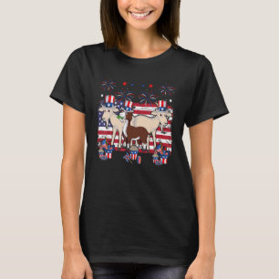 Vintage American Flag Three Cute Goats Costume Fir T-Shirt