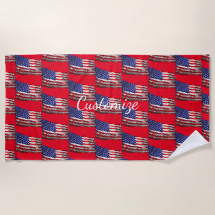 Vintage American Flag Thunder_Cove Beach Towel