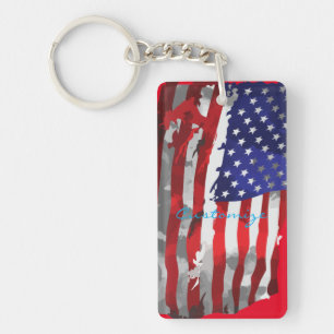 Vintage American Flag Thunder_Cove Key Ring