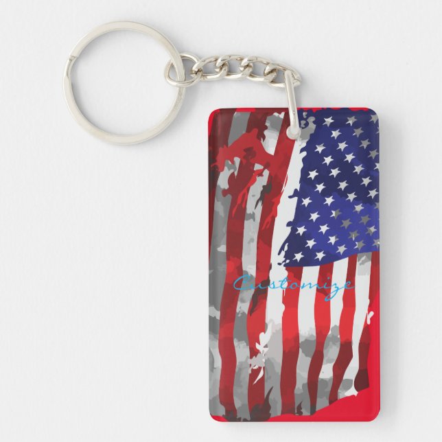 Vintage American Flag Thunder_Cove Key Ring (Front)