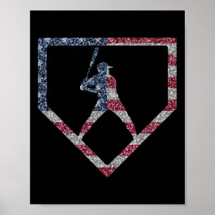 Vintage American Flag Us Baseball Drip Boys Poster