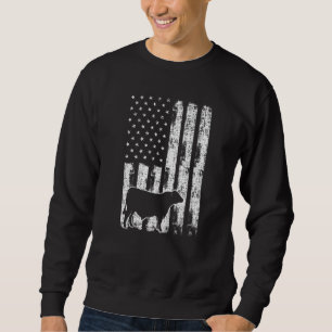 Vintage American Flag - USA Cow Black Angus Ranche Sweatshirt