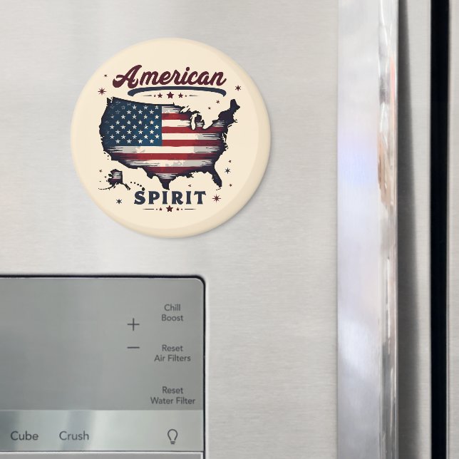 Vintage American Flag USA Map Distressed Art Magnet (In Situ (Fridge))