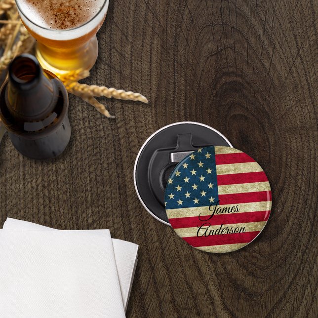 Vintage American Flag USA Patriotic Monogram Bottle Opener (Creator Uploaded)