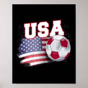 Vintage American Flag Usa Soccer Ball Football T S Poster