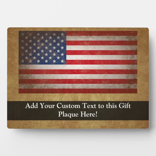 Vintage American Flag w/Custom Text Plaque (Front)