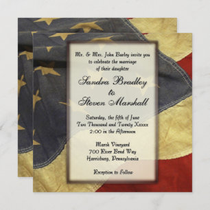 Vintage American Flag Wedding Invitations