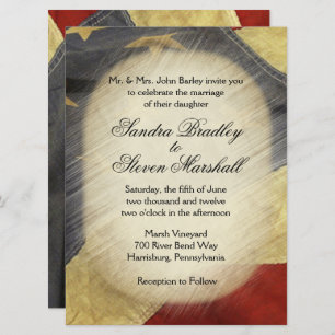 Vintage American Flag Wedding Invitations