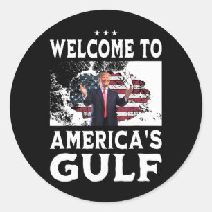 Vintage American Flag Welcome To America's Gulf 1 Classic Round Sticker