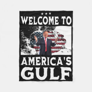 Vintage American Flag Welcome To America's Gulf 1  Fleece Blanket