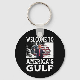 Vintage American Flag Welcome To America's Gulf 1 Key Ring
