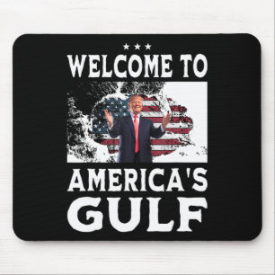 Vintage American Flag Welcome To America's Gulf 1 Mouse Pad