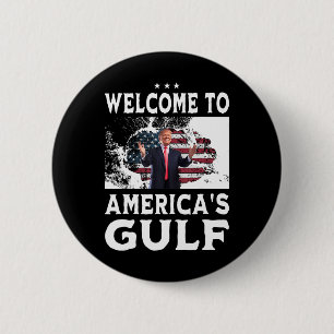 Vintage American Flag Welcome To America's Gulf 6 Cm Round Badge