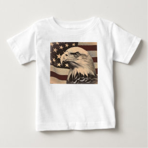 Vintage American Flag with Bald Eagle Baby T-Shirt