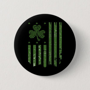 Vintage American Flag With Shamrock Design St Patr 6 Cm Round Badge