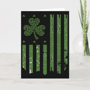 Vintage American Flag With Shamrock Design St Patr Card