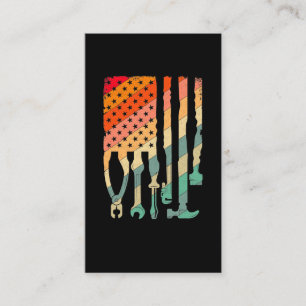 Vintage American Flag Workshop Tools Proud Mechani Business Card