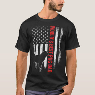 Vintage American Flag Worlds Best Pug Pugdog Dad S T-Shirt