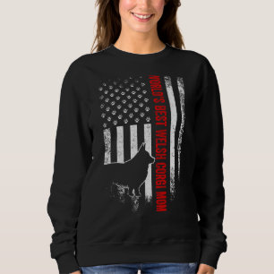 Vintage American Flag Worlds Best Welsh Corgi Mum  Sweatshirt