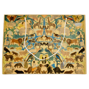 Vintage American Folk Art Animals Large Gift Bag