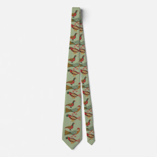 Vintage American Folk Art Birds Floral Art Tie
