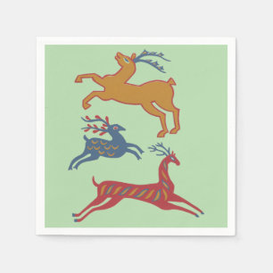 Vintage American Folk Art Deer Custom Colour Napkin