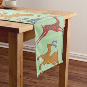 Vintage American Folk Art Deer Custom Colour Short Table Runner
