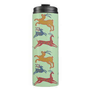 Vintage American Folk Art Deer Custom Colour Thermal Tumbler