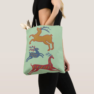 Vintage American Folk Art Deer Custom Colour Tote Bag