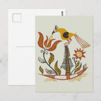 Vintage American Folk Art Tulip Bird Custom Colour