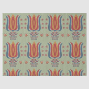 Vintage American Folk Art Tulip Floral Decor Tissue Paper