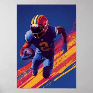 Vintage American Football Illustration Poster