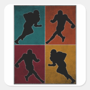 Vintage American Football Player Artwork Square Sticker