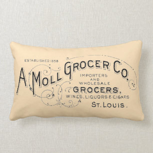 Vintage American Grocer Ad Lumbar Cushion