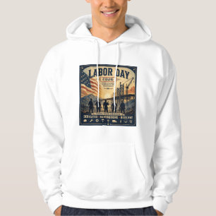 Vintage American Labour Day Worker Tribute Art Hoodie
