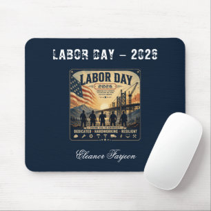 Vintage American Labour Day Worker Tribute Art Mouse Pad