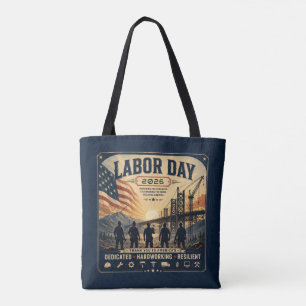Vintage American Labour Day Worker Tribute Art Tote Bag