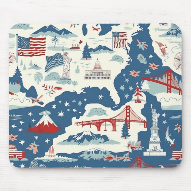 Vintage American Landmark Pattern (2) Mouse Pad (Front)