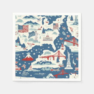 Vintage American Landmark Pattern (2) Napkin