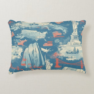 Vintage American Landmark Pattern (3) Decorative Cushion