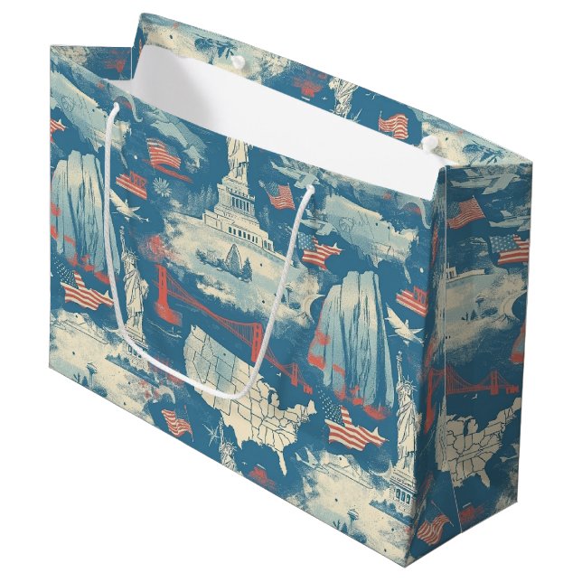 Vintage American Landmark Pattern (3) Large Gift Bag (Front Angled)